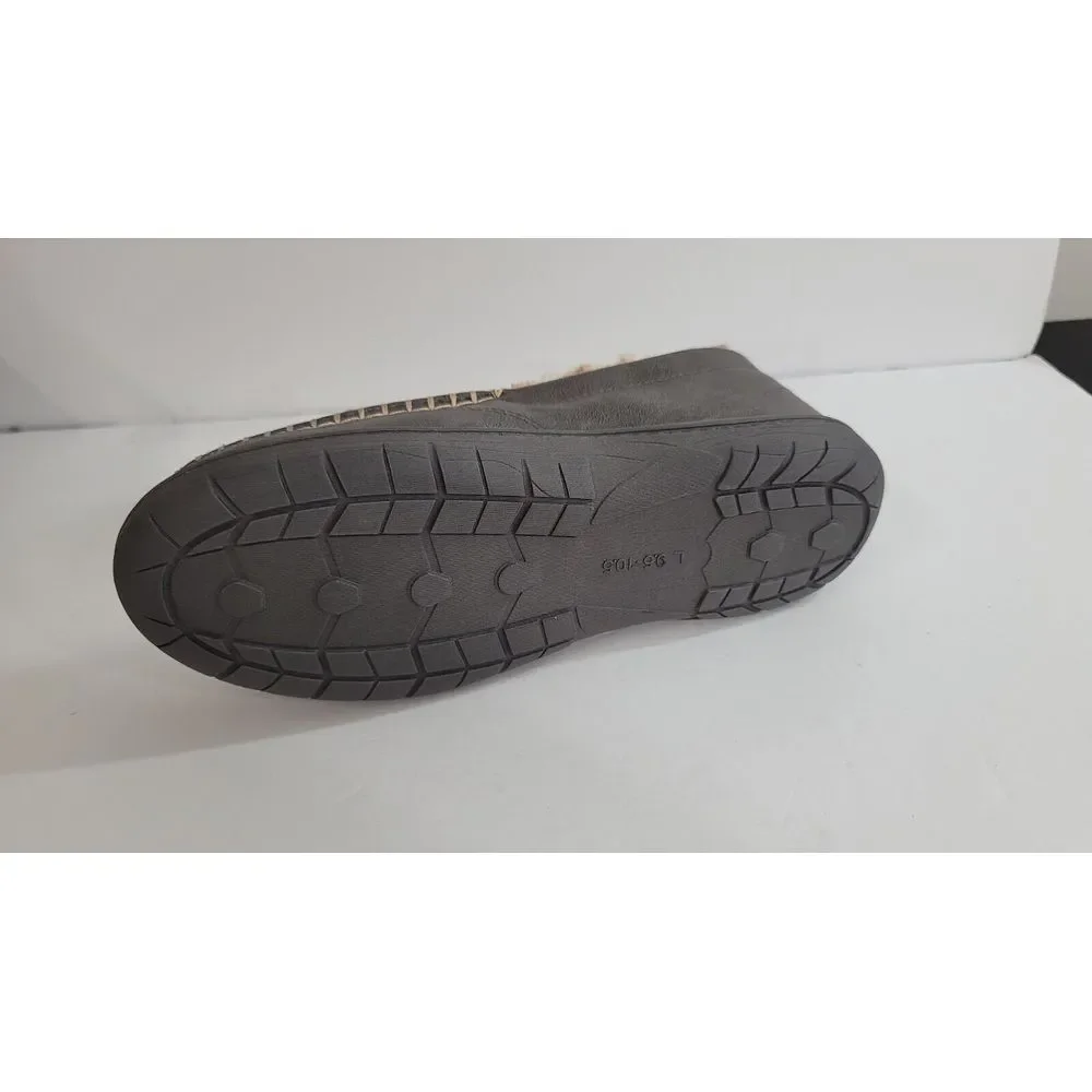 Haggar Slippers Mens‎ XL 11-12 Grey Faux Leather Slip On Loafer $52 NEW